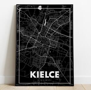 Plakat Kielce - Mapa - Czarny