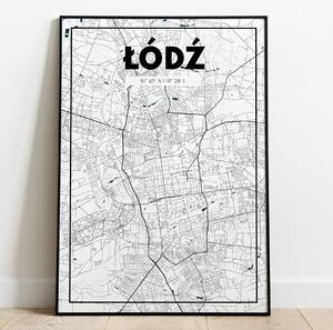 Plakat Łódź - Mapa - Biały