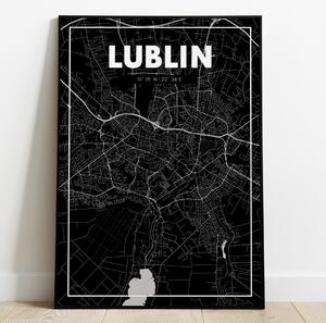 Plakat Lublin - Mapa - Czarny