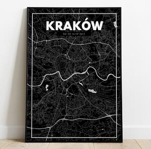 Plakat Kraków - Mapa - Czarny