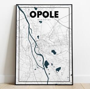 Plakat Opole - Mapa - Biały
