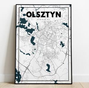 Plakat Olsztyn - Mapa - Biały