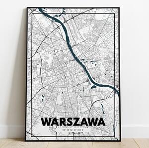 Plakat Warszawa - Mapa - Biały