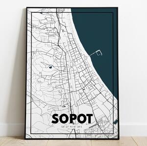 Plakat Sopot - Mapa - Biały