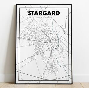 Plakat Stargard - Mapa - Biały