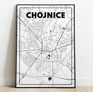 Plakat Chojnice - Mapa - Biały