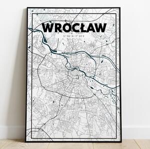 Plakat Wrocław - Mapa - Biały