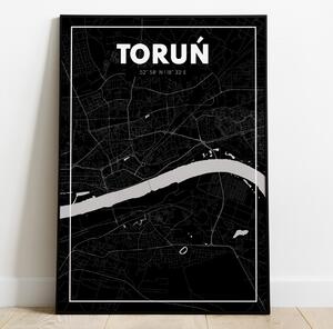 Plakat Toruń - Mapa - Czarny