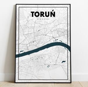 Plakat Toruń - Mapa - Biały