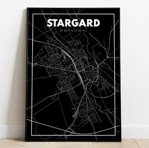 Plakat Stargard - Mapa - Czarny