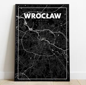 Plakat Wrocław - Mapa - Czarny