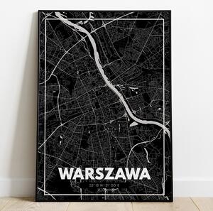 Plakat Warszawa - Mapa - Czarny