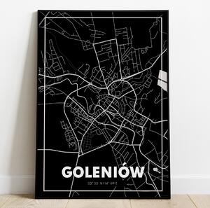 Plakat Goleniów - Mapa - Czarny