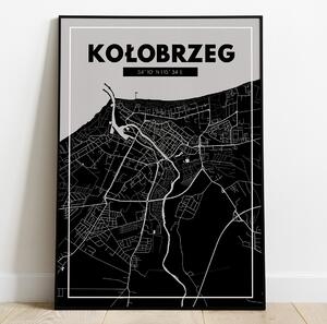 Plakat Kołobrzeg - Mapa - Czarny