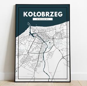 Plakat Kołobrzeg - Mapa - Biały