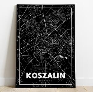 Plakat Koszalin - Mapa - Czarny