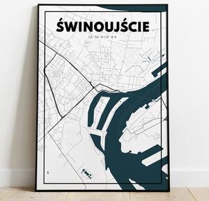 Plakat Świnoujście - Mapa - Biały