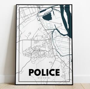 Plakat Police - Mapa - Biały