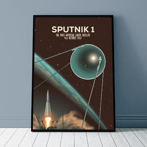 Plakat - Podbój Kosmosu - Sputnik 1