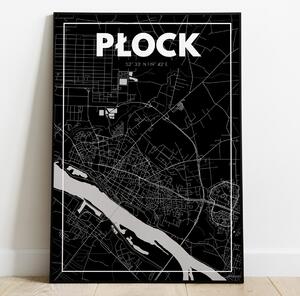 Plakat Płock - Mapa - Czarny