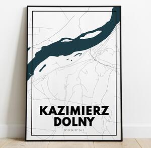 Plakat Kazimierz Dolny - Mapa - Biały