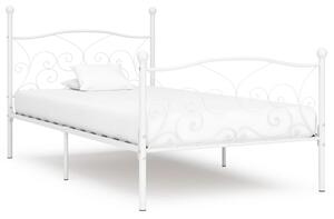 Rama łóżka ze stelażem z listw, biała, metalowa, 100 x 200 cm