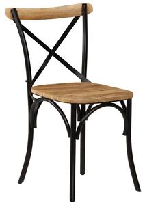 Krzesła do jadalni, krzyżowe, 4 szt., czarne, lite drewno mango