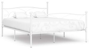Rama łóżka ze stelażem z listw, biała, metalowa, 200 x 200 cm