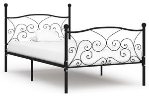 Rama łóżka ze stelażem z listw, czarna, metalowa, 90 x 200 cm