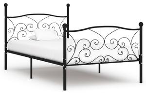 Rama łóżka ze stelażem z listw, czarna, metalowa, 100 x 200 cm