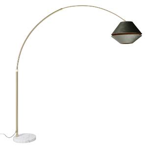 Luk Mosiężna lampa łukowa z białym i podwójnym aksamitnym abażurem zielonym - XXL Oswietlenie wewnetrzne