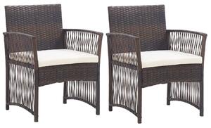Fotele ogrodowe z poduszkami, 2 szt., brązowe, polirattan