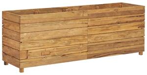 Podwyższona donica 150x40x55 cm, drewno tekowe z odzysku i stal