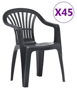 Krzesła ogrodowe układane w stos, 45 szt., plastikowe, antracyt