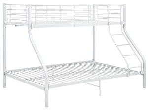 Rama łóżka piętrowego, biała, metalowa, 140x200 cm/90x200 cm