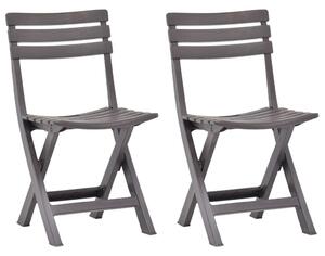 Składane krzesła ogrodowe, 2 szt., plastikowe, mokka