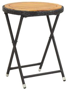 Stolik herbaciany, czarny, 60 cm, rattan PE i drewno akacjowe