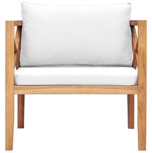 Krzesło ogrodowe z kremowymi poduszkami, lite drewno tekowe