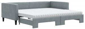Sofa rozsuwana z materacami, jasnoszara, 100x200 cm, tkanina