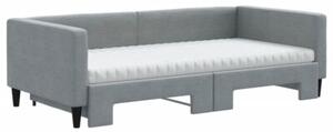 Sofa rozsuwana z materacami, jasnoszara, 100x200 cm, tkanina