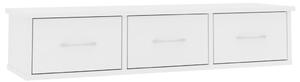 Półka ścienna z szufladami, biała, 88x26x18,5 cm, płyta wiórowa