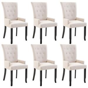 Krzesła stołowe z podłokietnikami, 6 szt., beżowe, tkanina