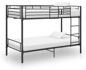 Łóżko piętrowe, czarne, metalowe, 90 x 200 cm