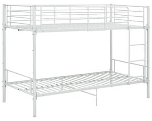 Łóżko piętrowe, białe, metalowe, 90 x 200 cm