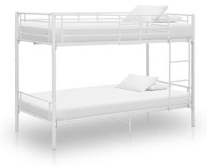 Łóżko piętrowe, białe, metalowe, 90 x 200 cm