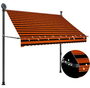 Ręcznie zwijana markiza z LED, 200 cm, pomarańczowo-brązowa