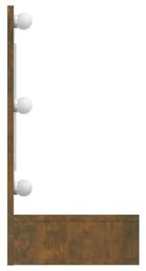 Szafka z lustrem i LED, przydymiony dąb, 90x31,5x62 cm