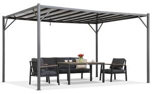 Antracytowa pergola tarasowa Paros 3x4m z moskitierą Garden Point