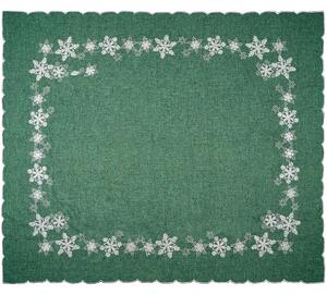 Świąteczny obrus Płatki śniegu zielony, 120 x 140 cm