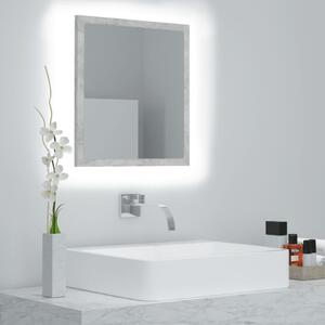 Lustro łazienkowe LED, szarość betonu, 40x8,5x37 cm, akryl